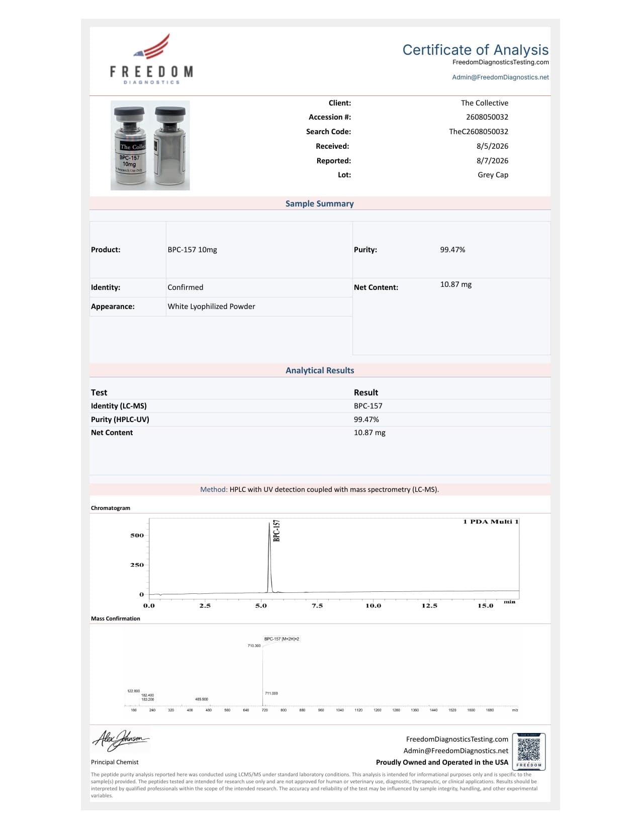 BPC-157 10mg Certificate of Analysis